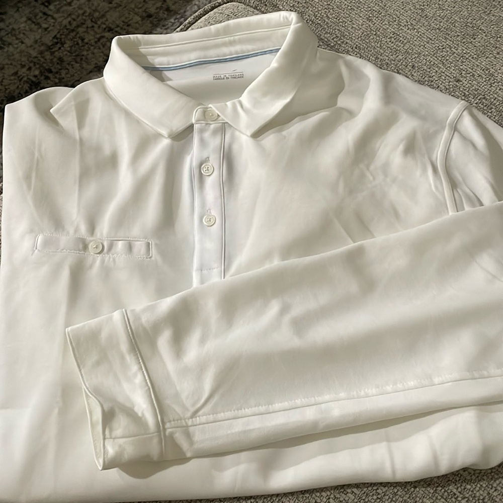 Men’s Nike Dri Fit Long Sleeve winter Polo, Size XL, White
